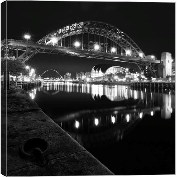 Tyne Bridge at Dusk - Black and White Canvas Print by Paul Appleby