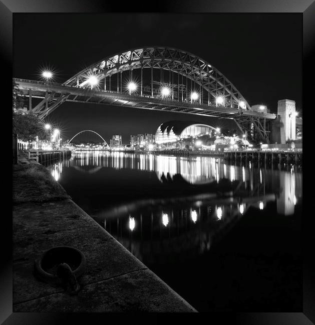 Tyne Bridge at Dusk - Black and White Framed Print by Paul Appleby