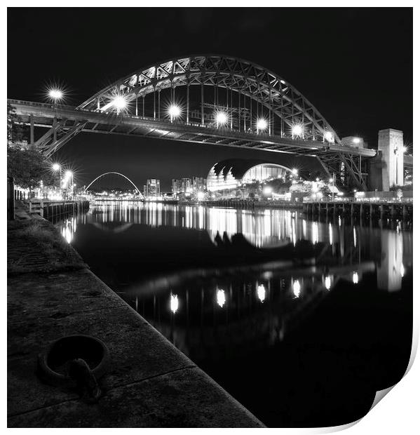 Tyne Bridge at Dusk - Black and White Print by Paul Appleby