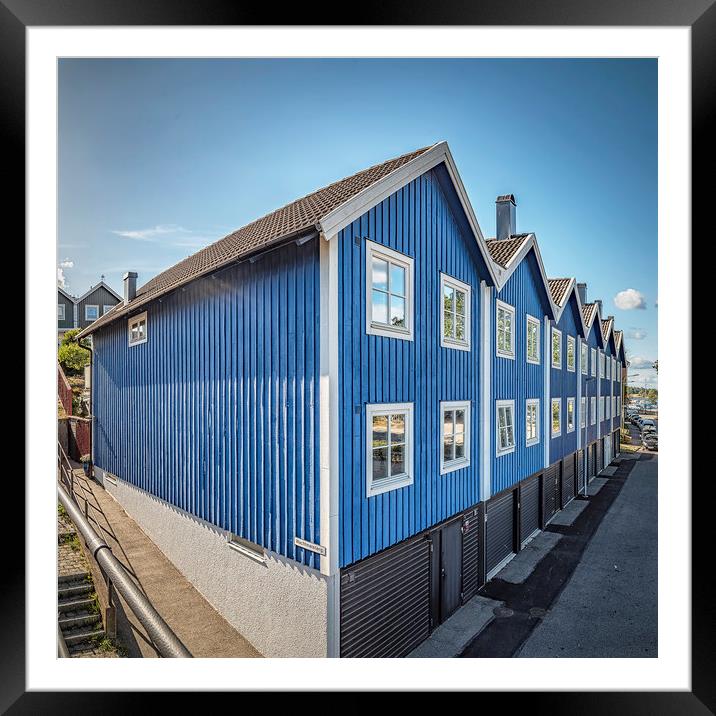 Karlskrona Blue Houses Framed Mounted Print by Antony McAulay