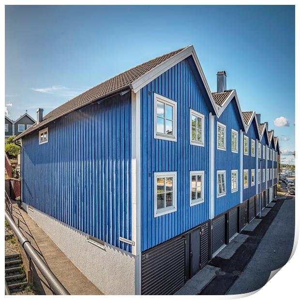 Karlskrona Blue Houses Print by Antony McAulay