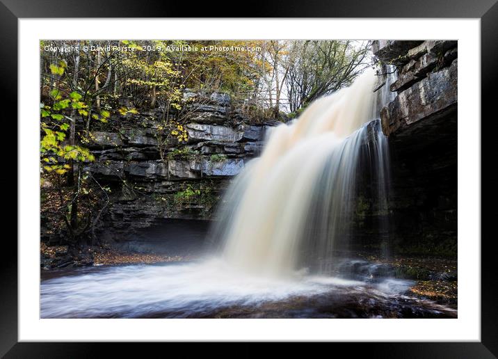 Summerhill Force and Gibson's Cave in Autumn Framed Mounted Print by David Forster