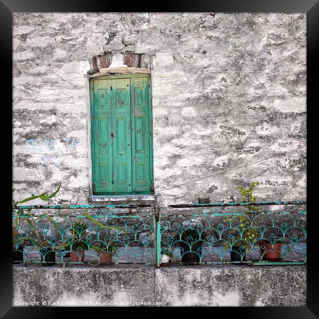 Green Shutters Framed Print by mark Smith