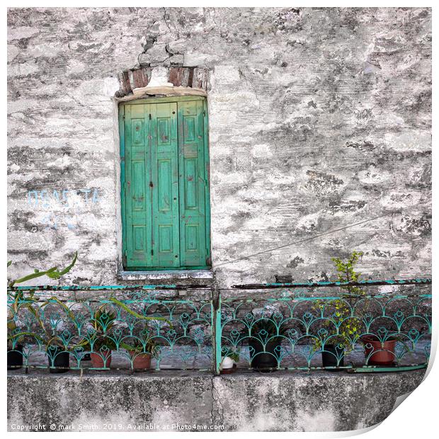 Green Shutters Print by mark Smith