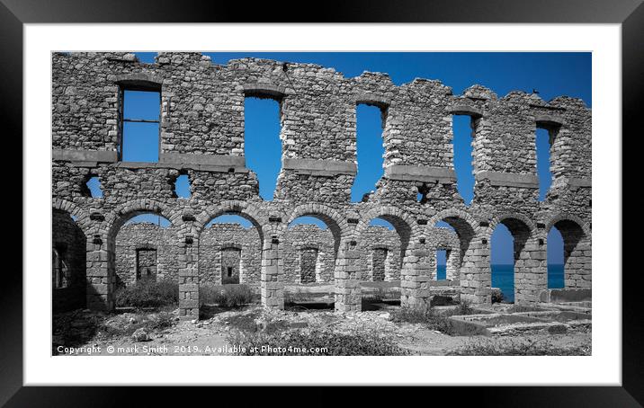 Blue Sky Through Ruins Framed Mounted Print by mark Smith