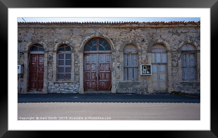 Seafront Buildings Karlovasi Framed Mounted Print by mark Smith