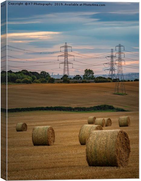 Straw Bales in South Yorkshire Canvas Print by K7 Photography