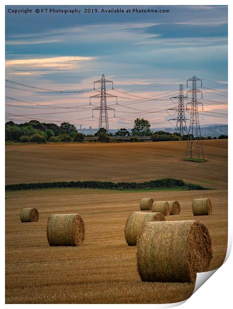 Straw Bales in South Yorkshire Print by K7 Photography