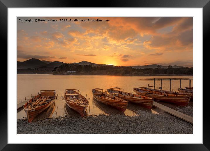 Derwent Water Sunset Framed Mounted Print by Pete Lawless