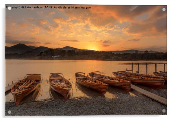 Derwent Water Sunset Acrylic by Pete Lawless