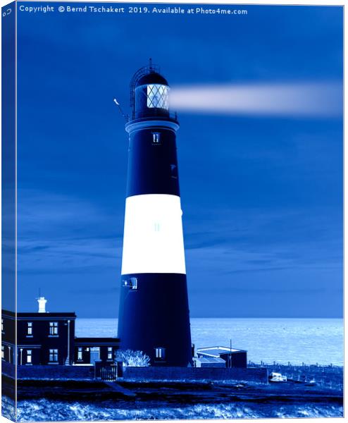 Portland Bill Lighthouse, night effect, England Canvas Print by Bernd Tschakert