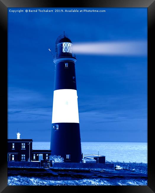 Portland Bill Lighthouse, night effect, England Framed Print by Bernd Tschakert