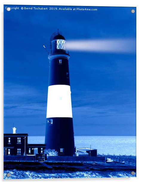 Portland Bill Lighthouse, night effect, England Acrylic by Bernd Tschakert