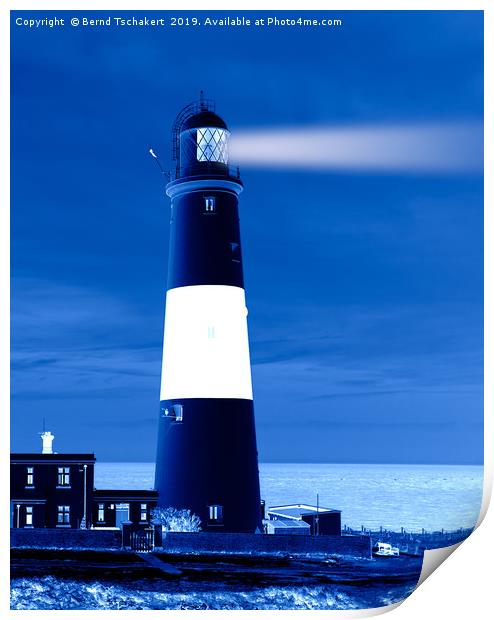 Portland Bill Lighthouse, night effect, England Print by Bernd Tschakert