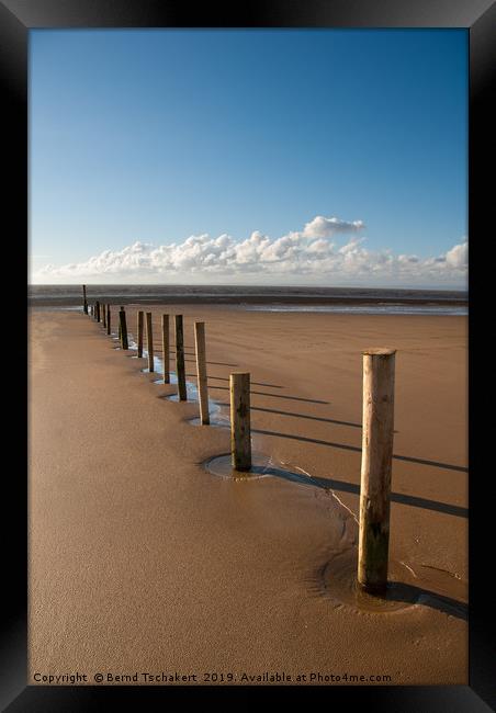Beach and Groynes, Weston Super Mare, England Framed Print by Bernd Tschakert