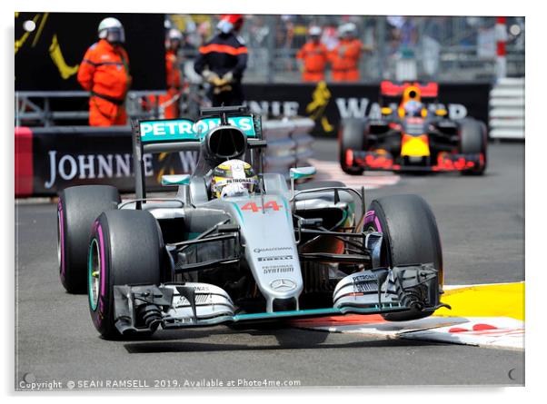 Lewis Hamilton & Daniel Ricciardo - Monaco 2016    Acrylic by SEAN RAMSELL