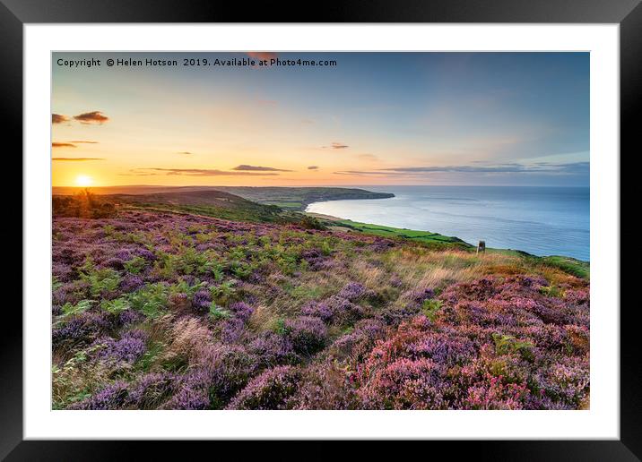 Summer heather in bloom on the North York Moors Framed Mounted Print by Helen Hotson