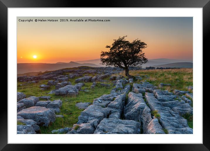 Beautiful sunset at the Winskill Stones  Framed Mounted Print by Helen Hotson