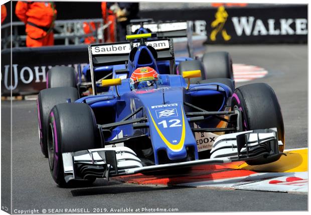 Felipe Nasr - Monaco 2016                          Canvas Print by SEAN RAMSELL