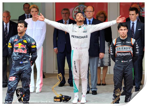 Lewis Hamilton Podium - Monaco 2016                Print by SEAN RAMSELL