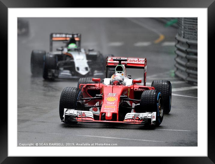 Sebastian Vettel - Monaco 2016                     Framed Mounted Print by SEAN RAMSELL
