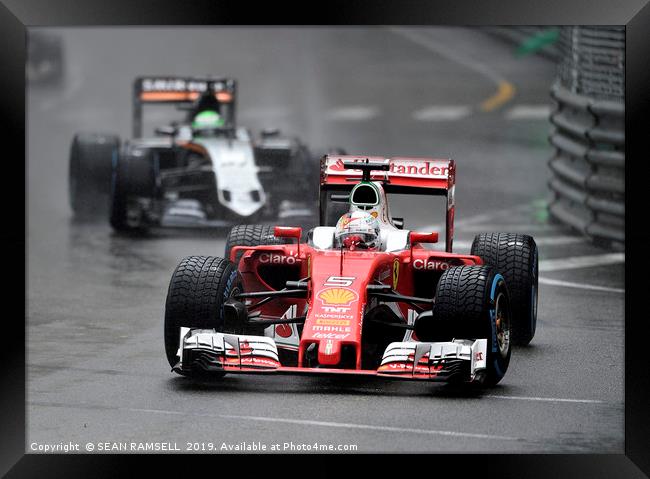 Sebastian Vettel - Monaco 2016                     Framed Print by SEAN RAMSELL