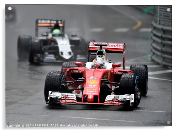 Sebastian Vettel - Monaco 2016                     Acrylic by SEAN RAMSELL