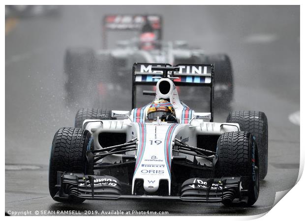 Felipe Massa - Williams - Monaco 2016              Print by SEAN RAMSELL