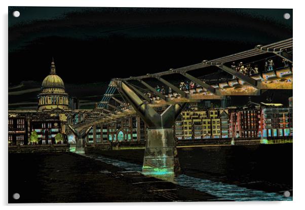 Millennium bridge Acrylic by sylvia scotting