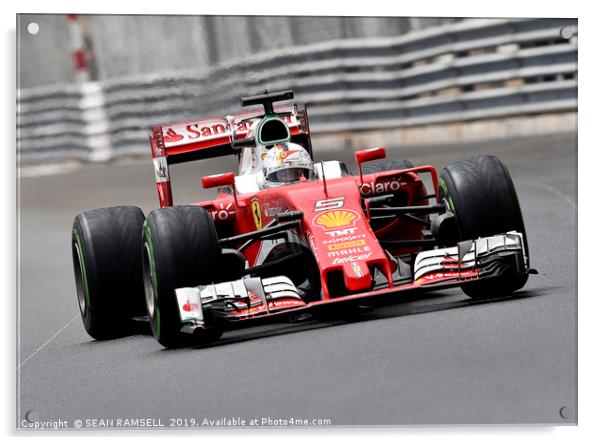 Sebastian Vettel - Monaco 2016                     Acrylic by SEAN RAMSELL