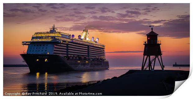 Ferry at Sunrise Print by Ray Pritchard