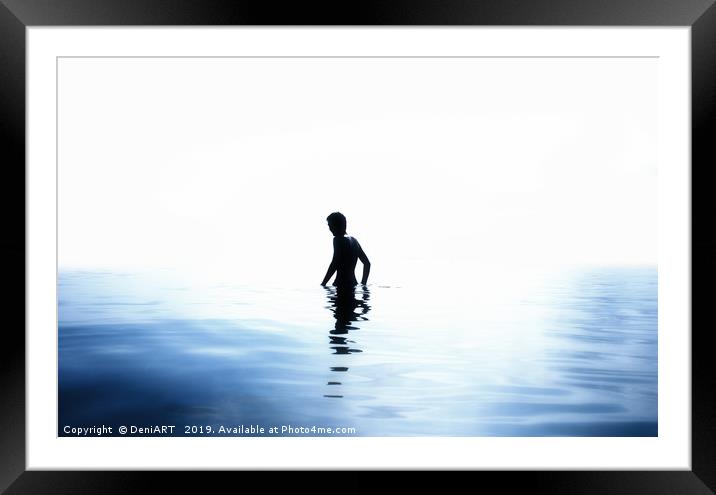 Boy in the sea Framed Mounted Print by DeniART 