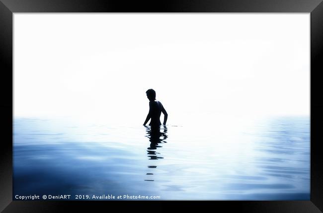 Boy in the sea Framed Print by DeniART 
