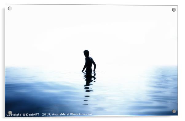 Boy in the sea Acrylic by DeniART 