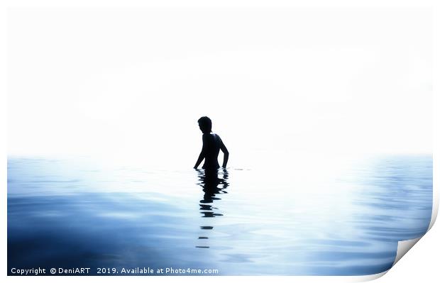 Boy in the sea Print by DeniART 
