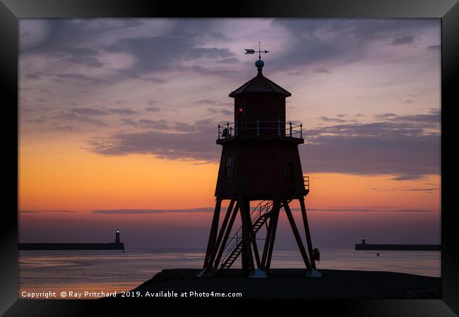Herd Lighthouse Sunrise Framed Print by Ray Pritchard