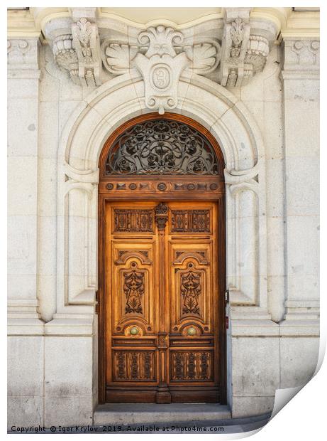 Old Door in Madrid Print by Igor Krylov