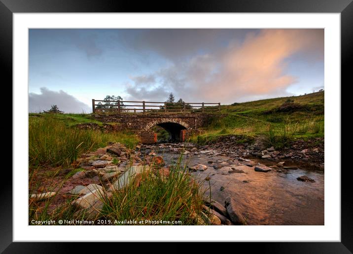 Bridge at Pont Blaen Cwm Du, Brecon Beacons  Framed Mounted Print by Neil Holman