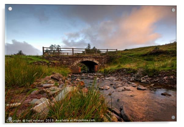 Bridge at Pont Blaen Cwm Du, Brecon Beacons  Acrylic by Neil Holman