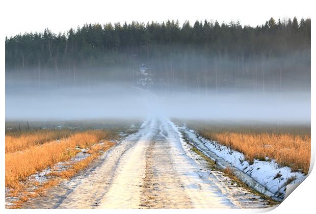 White Fog over Rural Road  Print by Taina Sohlman