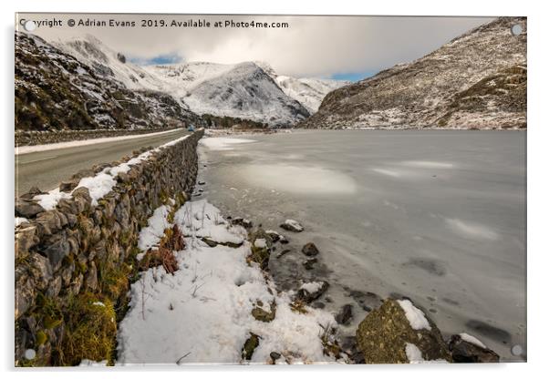 Icy Lake Ogwen Snowdonia Acrylic by Adrian Evans
