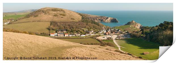 Lulworth Cove, Lulworth village, Jurassic Coast Print by Bernd Tschakert