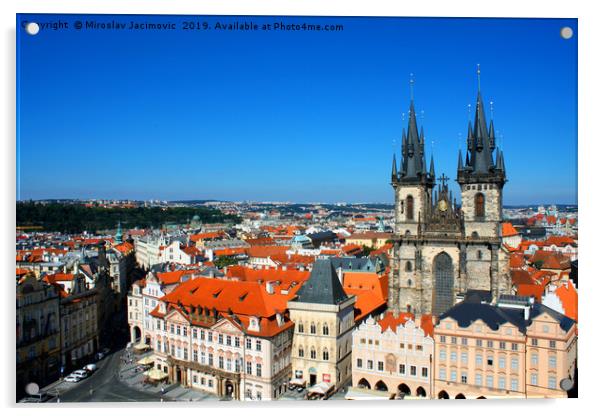 Cityscape of Prague with tyn church, Czech Acrylic by M. J. Photography