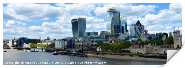 Skyscrapers of the City of London over the Thames  Print by M. J. Photography