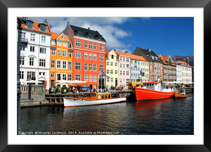 famous Nyhavn place in Copenhagen, Denmark Framed Mounted Print by M. J. Photography