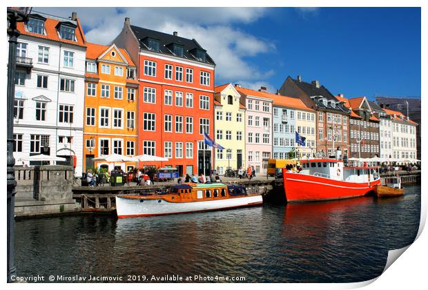 famous Nyhavn place in Copenhagen, Denmark Print by M. J. Photography