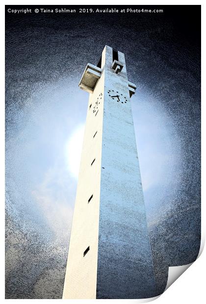 Light Behind Church Bell Tower Print by Taina Sohlman