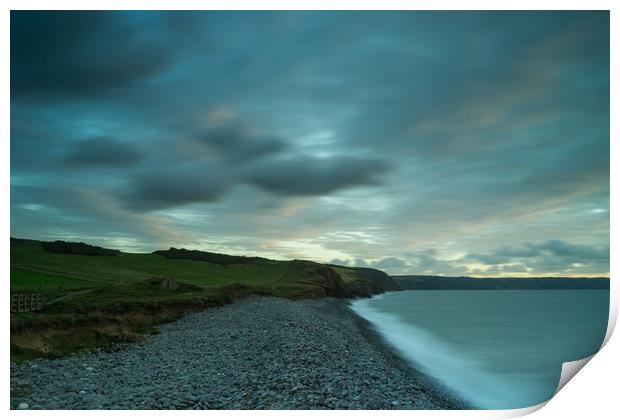 Moody sky at High tide on South West coast path  Print by Tony Twyman