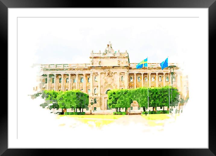 The Swedish Parliament Building Framed Mounted Print by Wdnet Studio