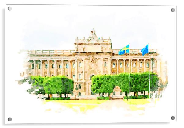 The Swedish Parliament Building Acrylic by Wdnet Studio